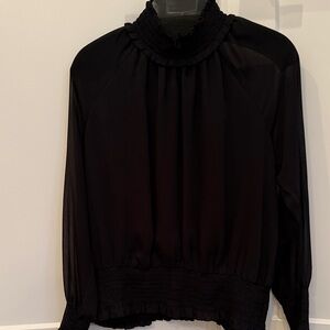 Ann Taylor Black Ruffled Blouse